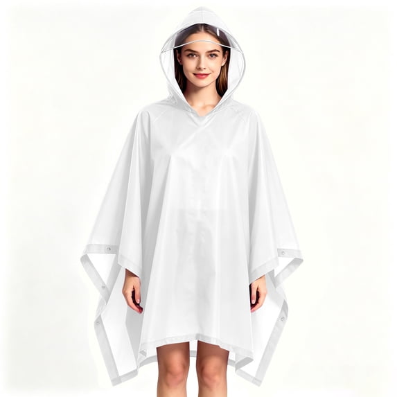 Kilaqueen Reusable EVA Rain Poncho with Drawstring Hood Lightweight Waterproof Raincoat for Adults Unisex Long Rain Cape for Hiking Camping