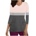 thumbnail image 1 of Kilaqueen Scrubs for Women 3/4 Sleeve V Neck Stretchy Medical Nursing Tops with Pockets Color Block Workwear Uniform Shirts, 1 of 5