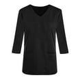 thumbnail image 1 of Kilaqueen Scrubs for Women 3/4 Sleeve V Neck Stretchy Medical Nursing Tops with Pockets Solid Color Workwear Uniform Shirts, 1 of 3