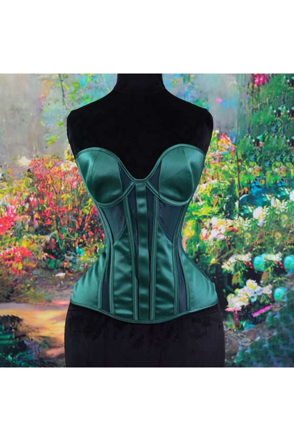 See Through Corset Tops for Women Sexy Mesh Sheer Renaissance Boned Bodice Masquerade Party Costume Lace Up Overbust Bustier