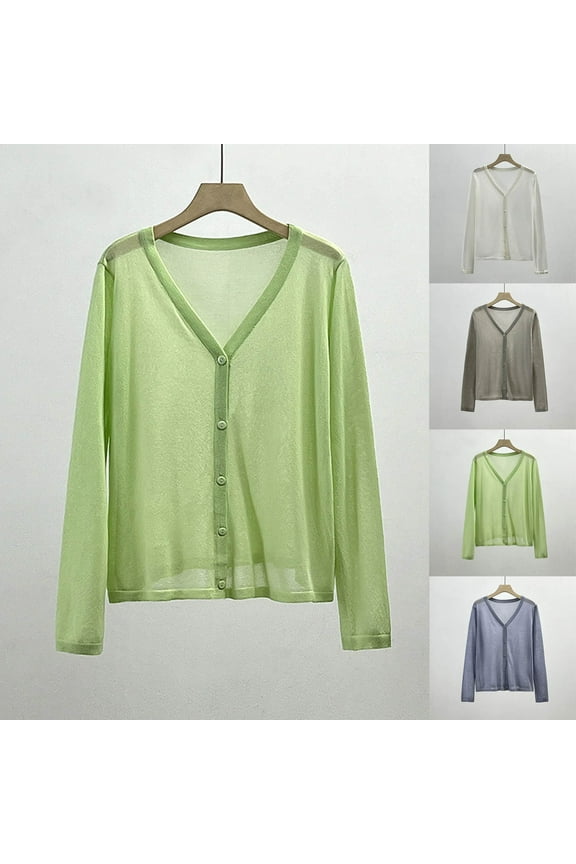 See through Lightweight Cardigans for Women Vintage Long Sleeve Plus Size Cardigan Loose Fitness Cardigan Sweaters Button Down Blouse Tops