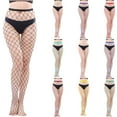 thumbnail image 1 of Kilaqueen Sexy High Waist Womens Tights Fishnet Stockings Thigh High Pantyhose Fashion Suspenders Black Blue Gray Green Yellow Thigh Stockings, 1 of 3