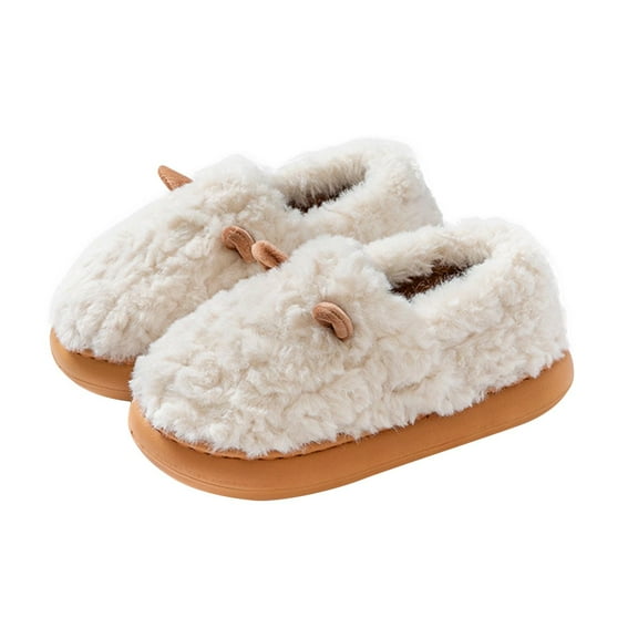 Kilaqueen Sheep-Ear Slipper for Women Sherpa Cute Animal Close Back Slide Lightweight Keep Warm Sandal Indoor Plush Winter Lovely Bedroom Shoe Fleece Lined Non-Slip Memory Foam House Slipper