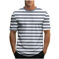 thumbnail image 1 of Kilaqueen Shirts for Men Horizontal Stripe Color Block Short Sleeve Crewneck Pollover Tops Casual Fashion Vacation Summer Beach Tees, 1 of 5