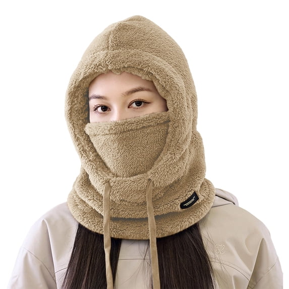 Kilaqueen Ski Balaclava Face Mask for Women Windproof Winter Warm Neck Cover Helmet Hood Fleece Beanie Hat with Drawstring