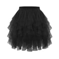 thumbnail image 1 of Kilaqueen Skirts for Women Tulle Mesh Elastic Waist Pleated Mini Skirt Solid Color Tiered Party Trendy Tutus, 1 of 5