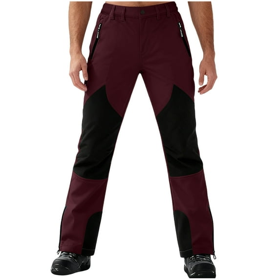 Kilaqueen Snow Pants Men Fleece Lined Waterproof Softshell Warm Snowboard Pants with Zip Pockets for Outdoor Work Hunting Cargo