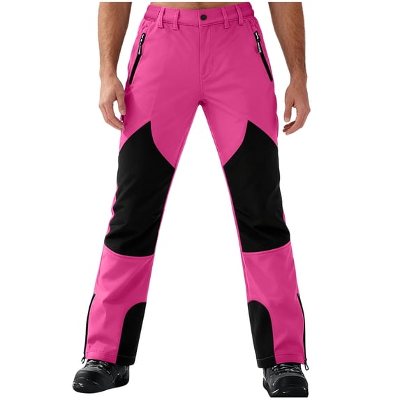 Kilaqueen Snow Pants Men Fleece Lined Waterproof Softshell Warm Snowboard Pants with Zip Pockets for Outdoor Work Hunting Cargo