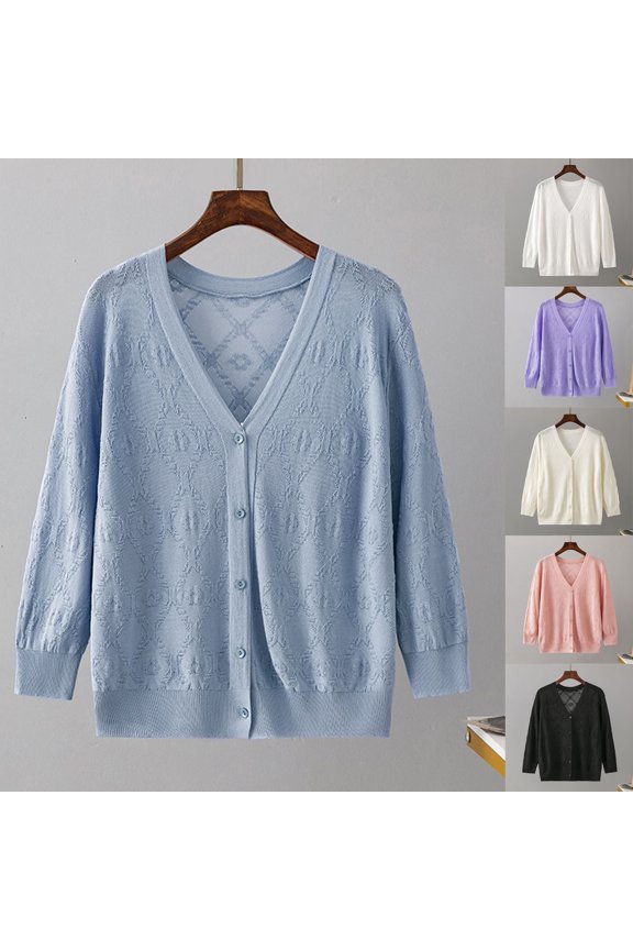 Soft Lightweight Cardigans for Women Vintage V Neck Cardigan Sweaters Long Sleeve Button Down Tunic Shirts Aesthetic 90s Outerwear Tops