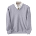 thumbnail image 1 of Kilaqueen Mens V Neck Dress Sweater Soft Lightweight Knit Long Sleeve Slim Fit Sweaters Fashion Casual Office Classic Pullover Tops, 1 of 5
