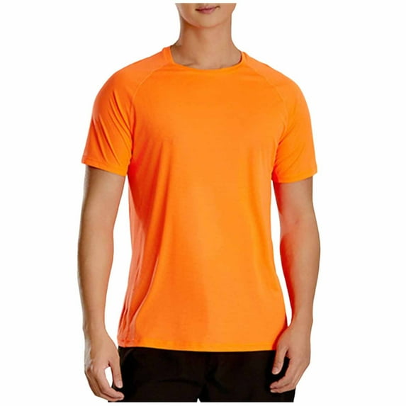 Kilaqueen Solid Color Mens Shirts Quick Dry Short Sleeve Crew Neck Moisture Wicking Pullover Tops Athletic Running Gym Quick Dry Tee