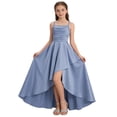 thumbnail image 1 of Kilaqueen Spaghetti Strap Junior Bridesmaid Dresses Silk Satin Flower Girl Dress for Teen Girls Special Occasions, Slit Ruffle Wedding Guest Dress, High Low Prom Dress Long Ball Gowns Formal Dresses, 1 of 6
