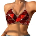 thumbnail image 1 of Kilaqueen Sparkly Sequin Bras for Women Spaghetti Strap Halter V Neck Bikini Tops Fashion Sexy Club Party Festival Outfits, 1 of 6