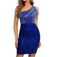 thumbnail image 1 of Kilaqueen Sparkly Sequin Womens Dresses One Shoulder Cocktail Mini Dresses Club Party Prom Evening Dress, 1 of 8