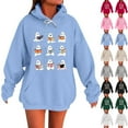 thumbnail image 1 of Kilaqueen Spooky Pattern Fall Sweatshirts for Women Casual Stretchy Hoodies Long Sleeve Halloween Sweatshirts with Kangaroo Pocket Plus Size Blouse Tops, 1 of 6