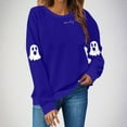 thumbnail image 1 of Kilaqueen Spooky Season Sweatshirts Halloween Funny Cute Ghost Graphic Sweatshirt Women Casual Crewneck Long Sleeve Pullover Tops, 1 of 6