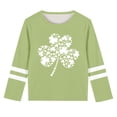 thumbnail image 1 of Kilaqueen St Patricks Day Kids Shirt Long Sleeve Crew Neck Shamrock Print Pullover Tops Casual Trendy Festival Vacation Tees 3-14Y, 1 of 5