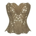 thumbnail image 1 of Kilaqueen Strapless Corset Top for Women Sexy Hollow Floral Lace Overbust Corset Bustier Clubwear Bodyshaper Vintage Brocade Bandeau Tops, 1 of 2