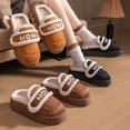 thumbnail image 1 of Kilaqueen Suede Slippers for Women Letter Fuzzy Womens Clogs Hook and Loop House Shoes Winter Warm Slippers with Memory Foam Anti-Skid Sole Indoor Outdoor, 1 of 6