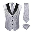 thumbnail image 1 of Kilaqueen Suit Vest for Mens Medieval Punk Paisley Victorian Costume V-Neck Single-Breasted Slim Fit Waistcoat Tie Set for Wedding Prom Party and Business, 1 of 6