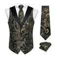 thumbnail image 1 of Kilaqueen Suit Vest for Mens Medieval Punk Paisley Victorian Costume V-Neck Single-Breasted Slim Fit Waistcoat Tie Set for Wedding Prom Party and Business, 1 of 5
