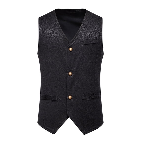 Kilaqueen Suit Vest for Mens Victorian Costume Jacquard Floral Sleeveless Vest Vintage Medieval Gothic Steampunk Vest