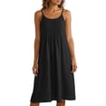 thumbnail image 1 of Kilaqueen Summer Boho Dresses for Women Adjustable Spaghetti Strap Fashion Beach Vacation Casual Front Pleat Midi Sundresses, 1 of 9