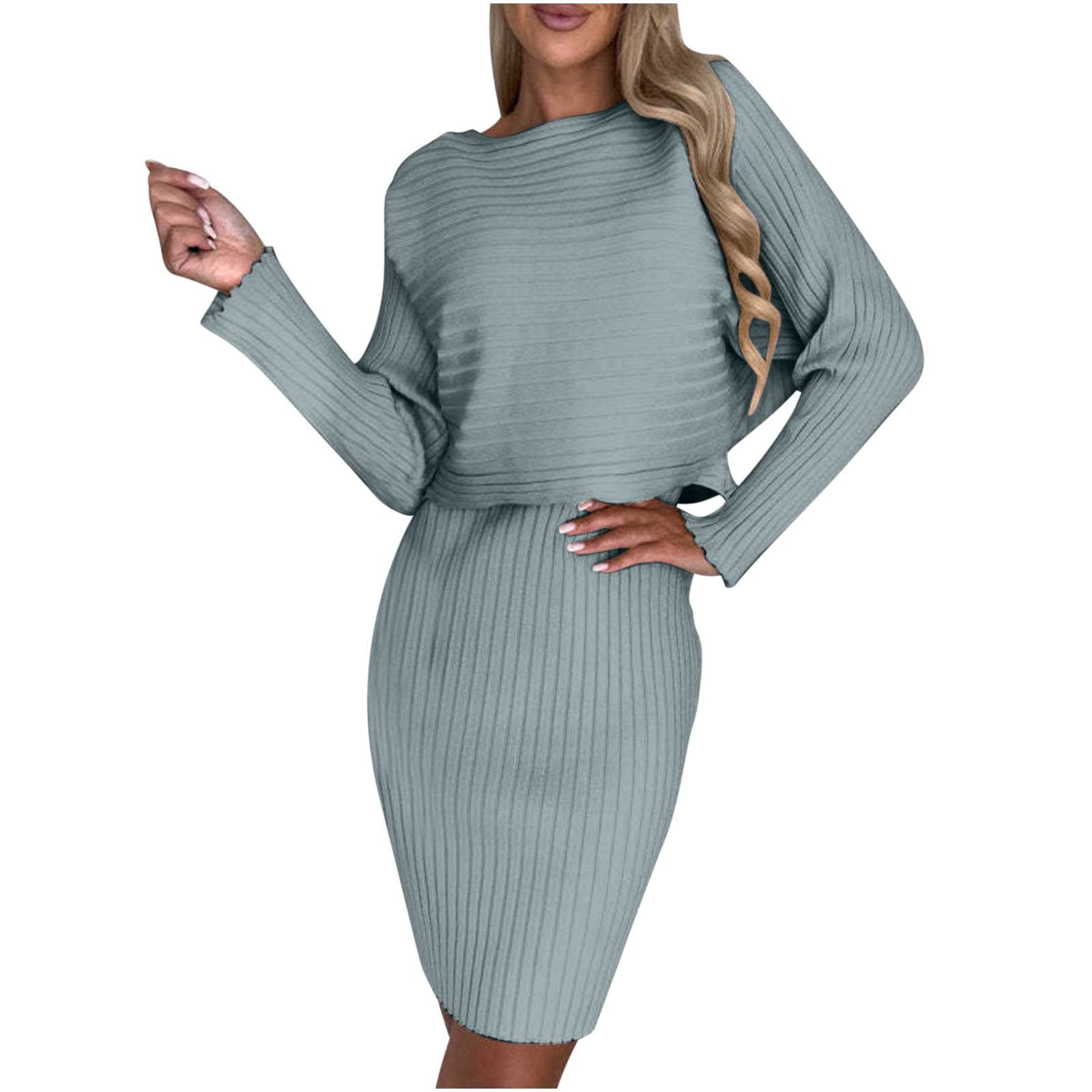 Kilaqueen Sweater Dress for Women Spaghetti Strap V Neck Ribbed Knit  Sweater Dress with Long Sleeve Cropped Cardigan 2 Piece Outfits -  Walmart.com