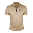 thumbnail image 1 of Kilaqueen T Shirts for Man 1/4 Zipper Lapel Short Sleeve Color Block Tops Fashion Classic Retro Golf Sport Shirts with Pocket, 1 of 6