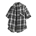 thumbnail image 1 of Kilaqueen T Shirts for Man Short Sleeve Button Down Checkered Pocket Collared Shirts Regular Fit Casual Plus Size Shirts, 1 of 2
