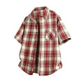 thumbnail image 1 of Kilaqueen T Shirts for Man Short Sleeve Button Down Checkered Pocket Collared Shirts Regular Fit Casual Plus Size Shirts, 1 of 2