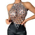 thumbnail image 1 of Kilaqueen Tank Tops for Women Sparkly Gemstones Splicing Halter Chain Top Rhinestone Nightclub Club Party Rave Crop Vest, 1 of 7