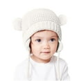 thumbnail image 1 of Kilaqueen Toddler Baby Soft Warm Winter Knit Baby Beanie Hat with Ear Flaps, 2 Cute Pom-pom Cold Weather Caps for Girls Boys Thermal Hat 1-3 Years, 1 of 3