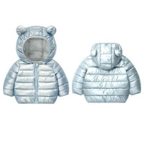 Kilaqueen Toddler Boys Girls Lightweight Puffer Padded Jacket Infant Kids Cute Bear Hoods Warm Winter Coat Outwear