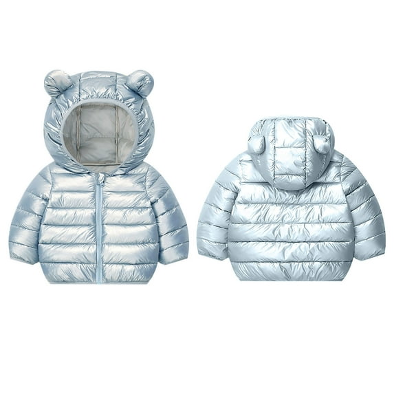 Kilaqueen Toddler Boys Girls Lightweight Puffer Padded Jacket Infant Kids Cute Bear Hoods Warm Winter Coat Outwear