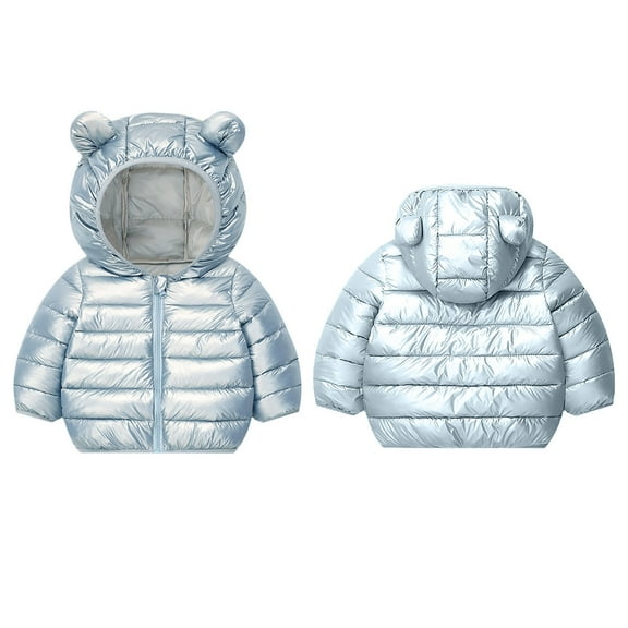 Kilaqueen Toddler Boys Girls Lightweight Puffer Padded Jacket Infant Kids Cute Bear Hoods Warm Winter Coat Outwear