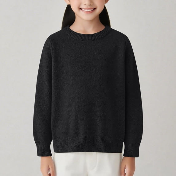 Kilaqueen Toddler Girl Boy Knit Sweater Round Neck Long Sleeve Keep Warm Soft Pullover Top Cotton Knit Sweatshirt Fall Winter Clothes