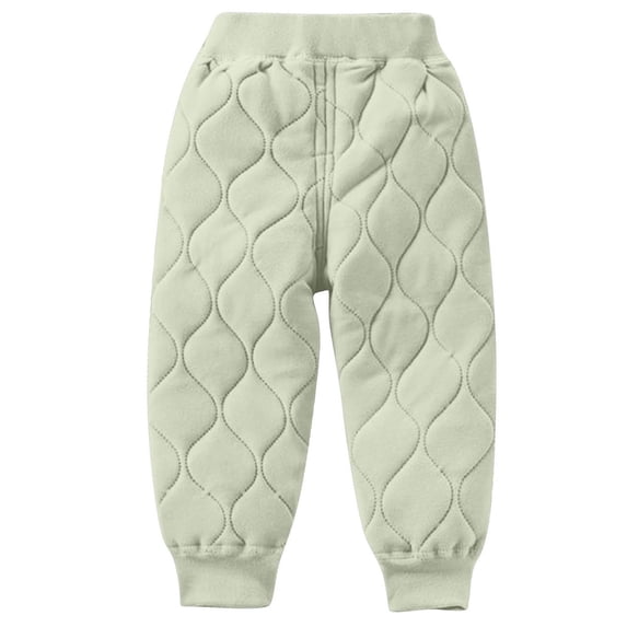 Kilaqueen Toddler Girls Boys Pants Solid Color Ribbed Warm Thick Elastic Waist Trousers Full Length Spring Winter Warm Pants