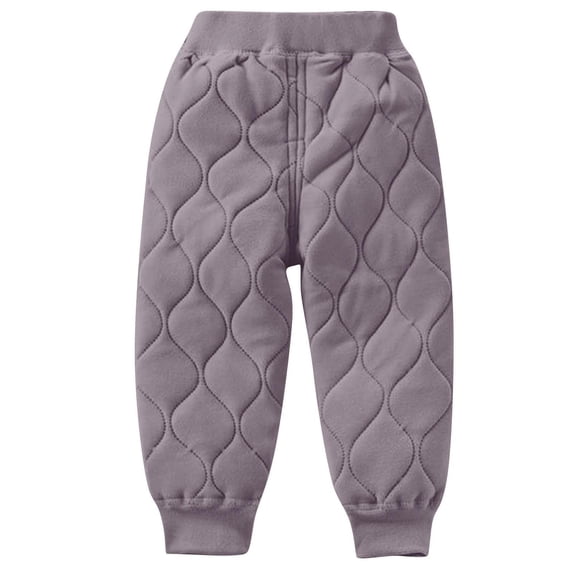 Kilaqueen Toddler Girls Boys Pants Solid Color Ribbed Warm Thick Elastic Waist Trousers Full Length Spring Winter Warm Pants