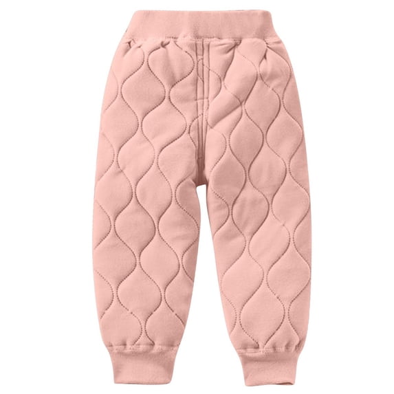Kilaqueen Toddler Girls Boys Pants Solid Color Ribbed Warm Thick Elastic Waist Trousers Full Length Spring Winter Warm Pants