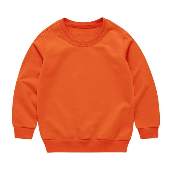 Kilaqueen Toddler Kids Baby Boy Girl Long Sleeve Crewneck Sweatshirt Casual Fall Thin Pullover Sport Tops Children Solid Color Comfort Soft Cotton Hoodless Sweatshirts 1-13 Years