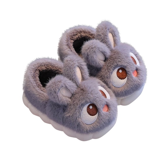 Kilaqueen Toddler Rabbit Winter Slippers Fuzzy Fluffy Non Slip Warm Soft Winter Indoor Slipper Cute Animal Winter Warm Shoes