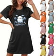 thumbnail image 1 of Kilaqueen Trendy Nightgowns for Women Spooky Ghost Pumpkin Pattern Nightshirts Short Sleeve Nightgown Dress Casual Fall Pajamas Soft Sleepwear, 1 of 6