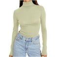 thumbnail image 1 of Kilaqueen Turtleneck Tops for Women Long Sleeve Slim Fit Lightweight Basic Tee Solid Color Fashion Thermal Warm Pullover Tops, 1 of 7
