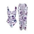 thumbnail image 1 of Kilaqueen Two Piece Swimsuit Women Fashion Print Tummy Control Spaghetti Strap Bathing Suit Spring Summer Vacation Holiday Swimsuit with Midi Skirt, 1 of 9