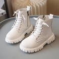 thumbnail image 1 of Kilaqueen Unisex Kids Riding Boots for Boys Girls Lace Up Lug Sole Outdoor Shoes Fashion Solid Side Zipper Ankle Booties for Little Kids Big Kids, 1 of 7