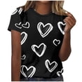 thumbnail image 1 of Kilaqueen Valentines Day Womens Tops Tie Dye Heart Print Crew Neck Short Sleeve Pullover Tops Casual Fashion Relaxed Fit Gift Shirts, 1 of 5