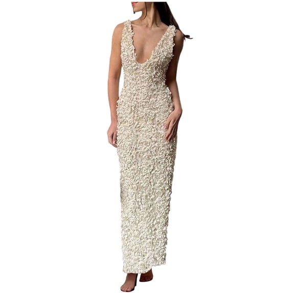 Kilaqueen Wedding Guest Dress 3D Flowers V Neck Bodycon Sexy Nightclub Party Dress Sexy Nightclub Evening Cocktail Party Formal Midi Dress
