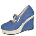 thumbnail image 1 of Kilaqueen Wedges Sandals Women Open Toe Ankle Strap Slip On Platform Sandals Dressy Comfortable Summer Shoe, 1 of 9