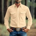 thumbnail image 1 of Kilaqueen Western Cowboy Shirts for Men Pearl Snap Button Down Cotton Work T-Shirt with Two Pockets, Plus Size Long Sleeve Casual Collared Office Shirts, 1 of 7